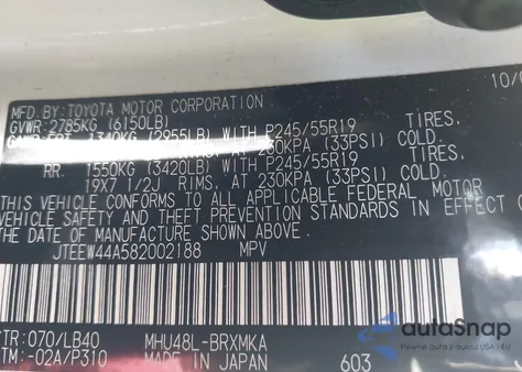 2008 Toyota Highlander Hybrid Limited из США, поврежденный, VIN JTEEW44A582002188